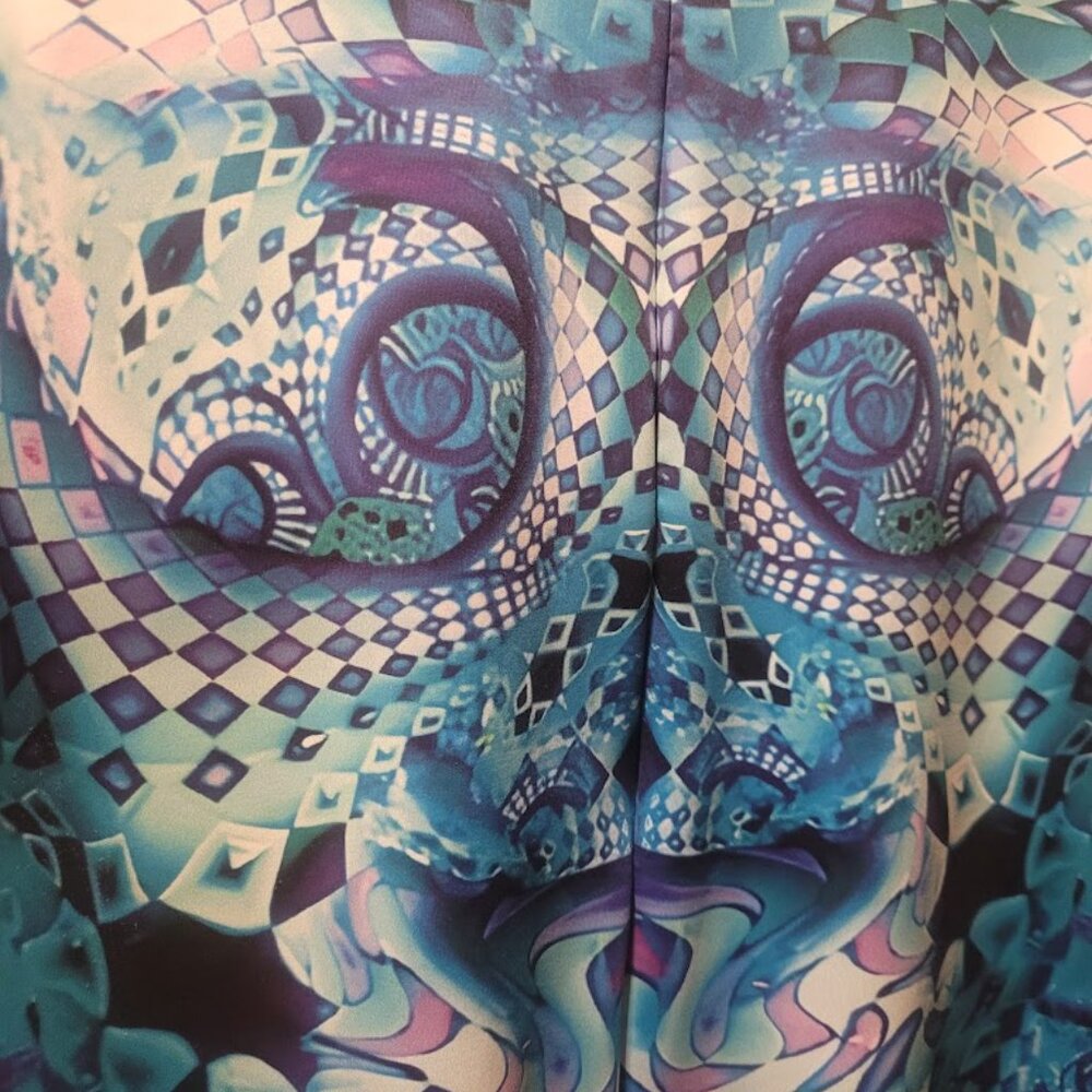 Psychedelic Blue Jumpsuit Long Sleeve Spandex Bodysuit - Women's Medium - Picture 3 of 5